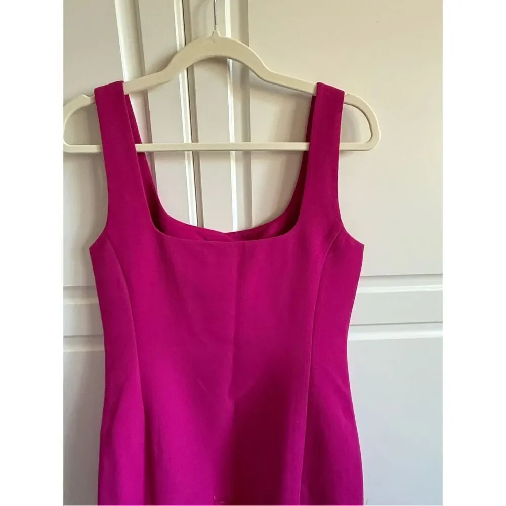 NWT Michael Kors Feather Trim Stretch Crepe Shift Dress in deep /fushia.  Size 6